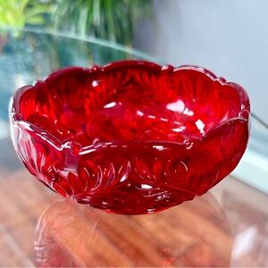 🍓Vintage MOSSER Ruby Red 5” Thistle Berry Condiment Bowl Candy Dish-MINT!🍬